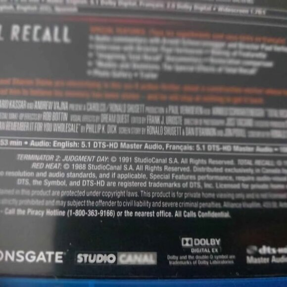 FRANÇAIS / ENGLISH Schwarzenegger 3-film collection bluray t2 red heat total rec - Picture 4 of 5